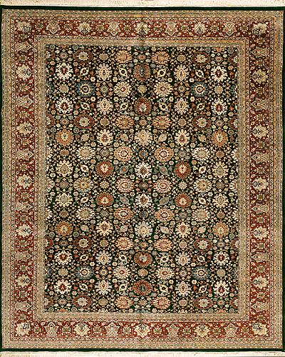 076204 Indo-Persian Green Red 9.11 X 13.4